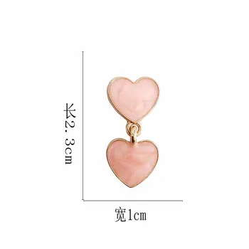 Japonijos Rožinis Baltas Saldus Dvigubo Širdies Mielas Romantiškas Stud Auskarai Girl Moterų Aukso 2019 Naujų Vestuvių Papuošalai Dovanų Šalis