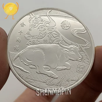 Jautis siųsti palaima Progines monetas, Kinų Zodiako Galvijų Monetų Kolekcionieriams Laimingas Metais Galvijų Dovana Sidabrinės Monetos