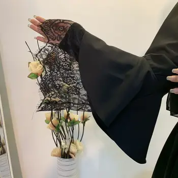 Juoda Abaja Dubajus Kimono Megztinis Mujer Ramadanas Turkija Hijab Musulmonų Suknelė Abayas Moterims Saudo arabijos Islamo Drabužių Kaftans Caftan