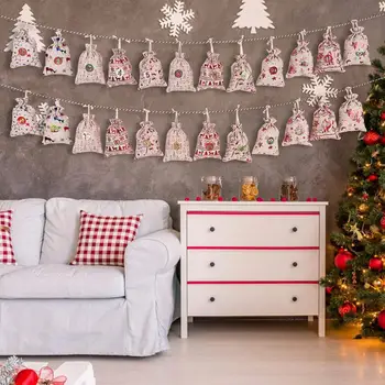 Kalėdinis Advento Kalendorius Atgalinės atskaitos Maišelį Linksmų Kalėdų Dekoro Namai 2020 Kalėdų Eglučių Papuošalai Kalėdų Dovanos Naujųjų Metų 2021