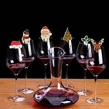Kalėdų Elnių Galvos Taurės Kortelės Santa Claus Įvairių Klasikinis Stilius Elnių Galvos Raudonojo Vyno Stiklo Apdaila Kortelės Sniego