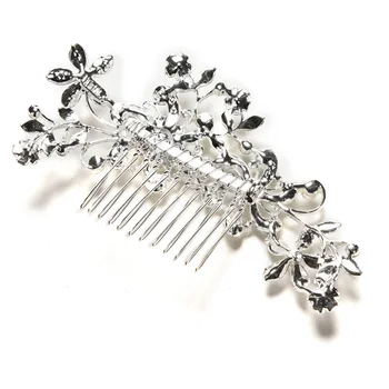 KARŠTO Gėlių Vestuvių Tiara Putojantis Staigius Plaukų Optikos Reikmenys, sidabro padengtą Kristalų imituojamas pearl Nuotakos Plaukų Šukos