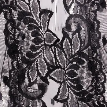 Karšto Mados Seksualus Chalatas, Vonios Sleepwear Moterų Karšto Erotika Black Dot Nėrinių Suknelė+G-Įdėmus Apatiniai, Kelnaitės Skaidrus Suknelė