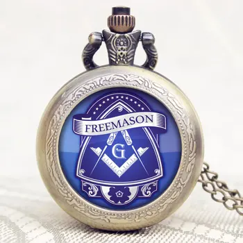 Karšto Pardavimo Masinu Freemason Masonai Temą Stiklo Kupolas Kvarco Kišeninio Laikrodžio Su Grandinės Karoliai