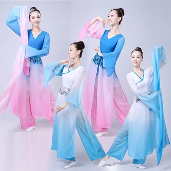 Kinų stiliaus, Hanfu, Yangko, elegantiškas modernus šokis, nacionalinės rankovėmis, klasikinio šokio kostiumai, senovės kostiumas