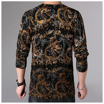 Kinų stiliaus kūrybos drakonas modelio 3D spausdinimo mados megzti megztinis Rudenį 2018 kokybės minkštas patogus džemperis vyrams, M-3XL