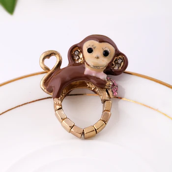 Kissme Unikalus Daugiaspalvis Emalio Cute Little Monkey Elastinga Piršto Žiedai Moterų Mados, Papuošalai, Aksesuarai, Didmeninė Fabrikas