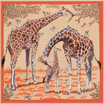 KOI ŠOKINĖJIMAS Mados Vakarų stiliaus 130 Šilko Skara žirafa modelio Spausdinimo šalikas Moteriška didelis Šalikas Skarelė nuo Saulės Šalikas dovanų