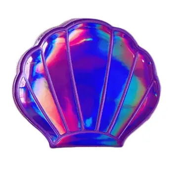 Kūrybos Sea Shell Formos Holografinis Vaivorykštės Spalvų Didinamąjį Kompaktiškas Kosmetikos Dvipusis Sulankstomas Kišeninis Veidrodėlis, Nešiojamų