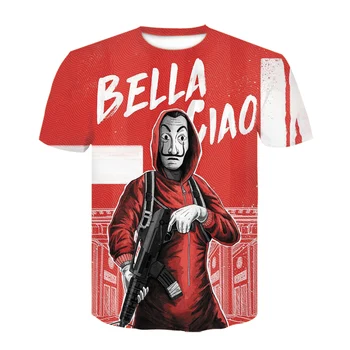 La Casa De Papel Siaubo Filmas Tshirts Vyras Priežastinis Laisvi marškinėliai 2020 metų Vasaros trumpomis Rankovėmis Sportinę Bella Ciao T marškinėliai Cool Viršų