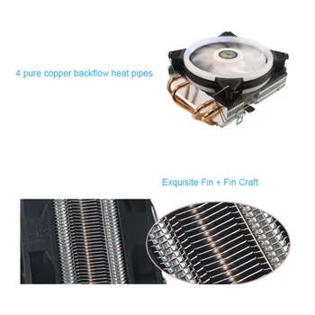 LANSHUO 4 Copper Tube Smūgis-Žemyn CPU Aušintuvas CPU Ventiliatorius Tinka 1366/2011/1155 ir Kitų Multi-Platform (Trys-Line, Įvairiaspalvis