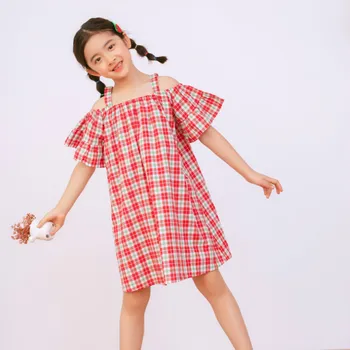 Mados 2020 Metų Vasaros Medvilnės Mergaitės Vaikus Nuo Peties Suknelės Kūdikių Mergaičių Pledas Suknelė Mielas Vaikams Laisvalaikio Suknelės, #8611