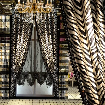 Mados Juoda ir Pilkas Dryžuotas zebras kreivė leopard langų užuolaidas kambarį Sodrus Dekoro paprasta modernaus stiliaus užuolaidų