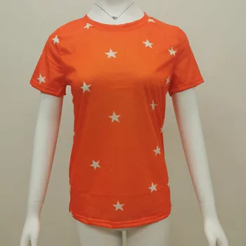 Mados Moterų Žvaigždžių Spausdinti O-Neck Slim tipo trumpomis Rankovėmis T-Shirt Viršūnės