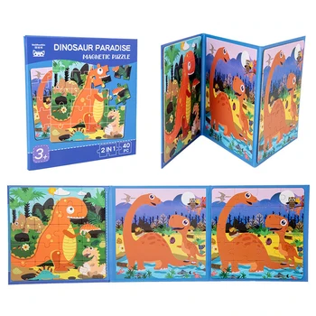 Magnetinio medinė dėlionė 3D Puzzle Dėlionės Gyvūnų įspūdį Animacinių filmų Mąstymo Mokymo Žaidimas Montessori Švietimo Žaislai Vaikams