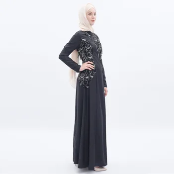Maroko Musulmonų Abaja Suknelė Moterims High-end Slim Fit Long Sleeve Sequi Maxi Hijab Suknelės Islamo Drabužių Big Swing Dubajus Kimono