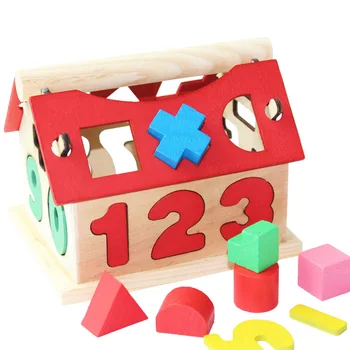 Medinis Pastatas Blokuoti Namai Žaislas Geometrijos Lauke Porą Namo Numeris Vaikai, Vaikai Pastato Mokymosi Intelektinės Žaislai