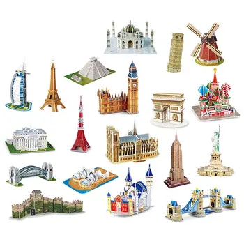 Mini Magic pasaulio Architektūros Eifelio Bokštas Laisvės Statula kortelės popieriaus 3D Puzzle pastato modelių Švietimo Žaislai Vaikams
