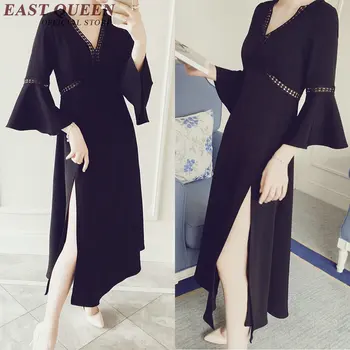 Moteriški vasaros suknelės iki 2018 m. vasaros mados kojos ritininės suknelė su v-kaklo summerdress kulkšnies ilgio juoda spalva paplūdimio vestidos NN0206 YQ