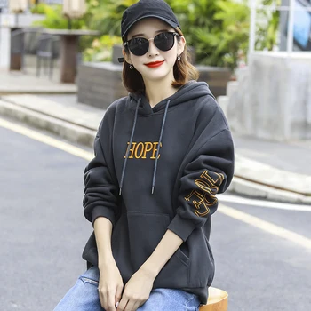 Moterų Hoodies Korėjos Stiliaus Moteris Streetwear Atsitiktinis Palaidų Palaidinukė Ilgomis Rankovėmis Megztinis