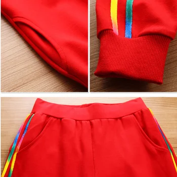 Moterų sporto kostiumas 2-piece vaivorykštė sportinę pusė užtrauktuką Gobtuvu Megztinis + vaivorykštė prarasti kišenėje veikia kelnės