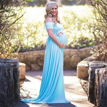 Motinystės Off Peties Elegantiškas Suknelės Nėštumo Drabužiai Nėščioms Moterims Fotosesiją Fotografijos Rekvizitai