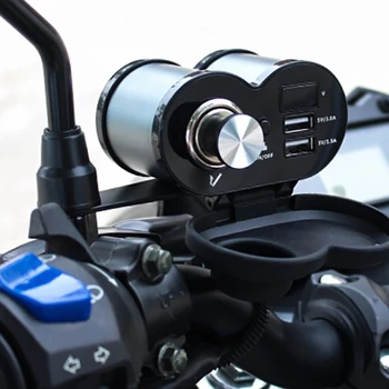 Motociklo Vandeniui Įkroviklis Adapteris, USB Dual su Įtampos Ekranas, Automobilinį Įkroviklį, su Jungikliu, Motociklų Aksesuarai