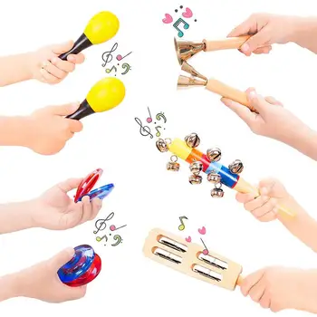 Muzikos Instrumentas Žaislai Vaikams - 15 vnt Mušamųjų instrumentų Rinkinys, skirtas Ikimokyklinio amžiaus Vaikams Mokymosi Muzikiniai Žaislai, Įskaitant Tamb