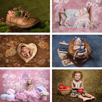 Naujagimio profesionaliosios Fotografijos Fone Rankomis dažyti Aliejus, Tapyba Gėlių Vaikų Portretas Fone Foto Studija Rekvizitai