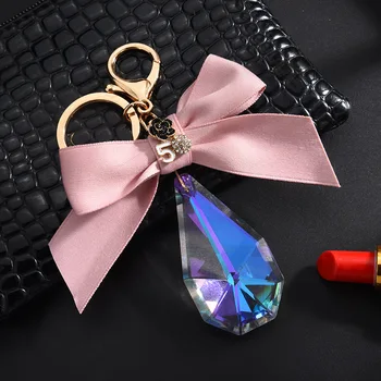 Naujas korėjos versija, kaspinas, lankas didelis perlas, raktų žiedas, pakabukas 5 word gėlių plokštė crystal kutas pakabukas gali būti didmeninės