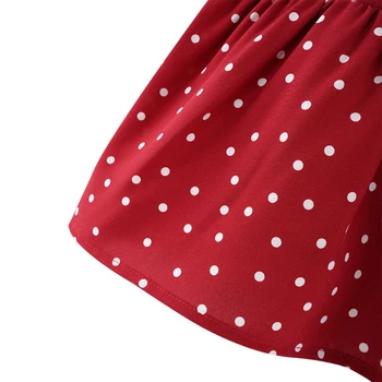 Neatie kiddie Sexy Raudona Polka Dot Spausdinti Vasaros Gatvės Moterys Camis T-shirt V-kaklo Ruffles 2019 Trumpus Marškinėlius