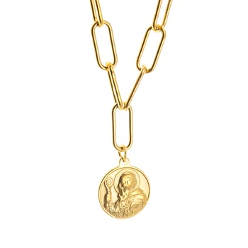 Nerūdijančio Plieno San Benito Medalla Karoliai Sidabro Spalvos/Aukso Metalo Medallas Katalikų Religiosas Choker