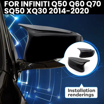 Pakeitimo Dažytos Ragų optikos už Infiniti Q50 Q60 Q70 SQ50 XQ30-2020 m galinio vaizdo Veidrodį, padengti kepurės Ryškiai Juoda