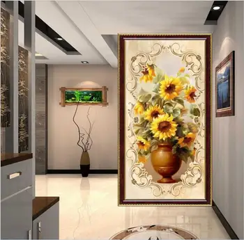 Pasirinktinius nuotraukų gėlių piešiniai ant sienos didelis Tapetai, Sienų Dekoras Tapyba Kambarį Įėjimo Prieškambario Gėlių Papel De Parede 3D