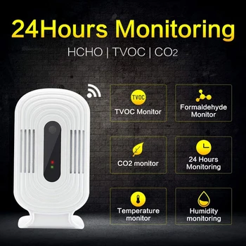 Pažangi WIFI Namų HCHO TVOC CO2 Jutiklis Oro Kokybės Analizė Testeris Detektorius, Jutiklis, Temperatūros, Drėgmės Stebėti