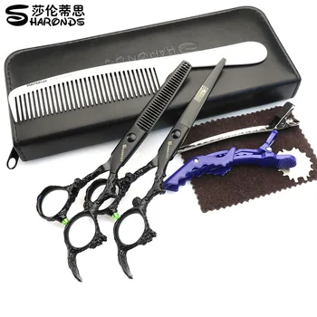 Profesionalios kirpėjų žirklės Japonija 440c juodų plaukų žirklės 6 colių, plaukų kirpimo žirklės pjovimo žirklės