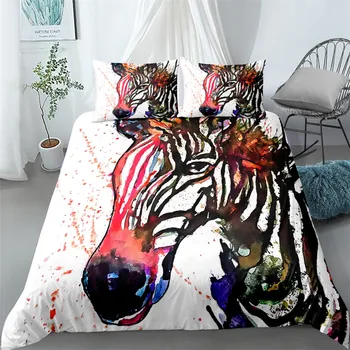Ranka piešti zebra antklode padengti rinkinys, karalius ir karalienė dvigubai visiškai twin vieno dydžio, patalynės komplektas