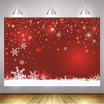 Raudona Kalėdos Baltos Snaigės Fotografijos Backdrops Kalėdų Snaigės Naujųjų Metų Šaliai Apdailos Fone Reklama