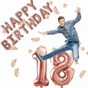 Rose aukso gimtadienio apdailos skaičius gimtadieniu prekių balionų rinkinys su gimtadieniu B6X4