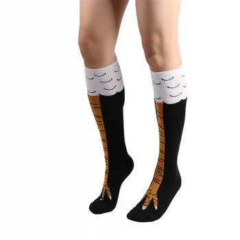 Rudenį, žiemą Laikyti Šiltai Medvilnės kelio kojinės mergaitėms Mados vištienos kojų juokinga spausdinti kojinės Vamzdelio formos Patogios Kojinės šiltas @7