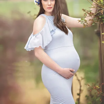 SAGACE nėštumo Suknelė Fotografijos Trumpas Rankovės Raukiniai Kietas Suknelė motinystės suknelės Moterims motinystės suknelė fotosesiją