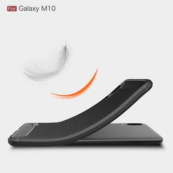 Samsung Galaxy M10 Anglies Pluošto Atveju, Anti-knock Minkštos Tpu Šepečiu Tvirtas Gumos Šarvai M 10 Silikono Hibridas Telefono Dangtelį
