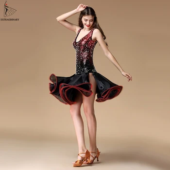 Sexy Moteris Lotynų Amerikos Šokiai Šokių Suknelė Balus Sijonas China Granulių Etapo Rezultatus Kostiumas Konkurencijos Lotynų Šokių Suknelės
