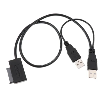 USB 2.0 Mini Sata II 7+6 13Pin Adapteris Keitiklis, Laidas, Nešiojamąjį CD/DVD ROM Slimline Ratai