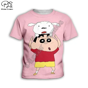 Vaikams Mielas Japonijos Anime Pieštuku Shinchan Vaikų dėvėti 3d print T-shirt Berniukų/Mergaičių Išspausdintas Viršų trumpomis Rankovėmis Vaikai Tshirts KT-1