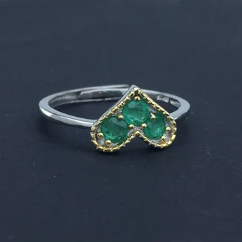 VANTJ gamtos smaragdas gamtos smaragdas žiedas 925 sterling silver Kolumbijos kalnakasybos srities moterų high-end spalvinga papuošalai