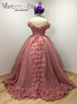 VARBOO_ELSA 2018 Elegantiškas Mados Kamėja Minkštas Organza vakarinę Suknelę 3D Gėlių Aplikacijos Kamuolys Suknelė Suknelė Naujas Off Peties Prom Dress