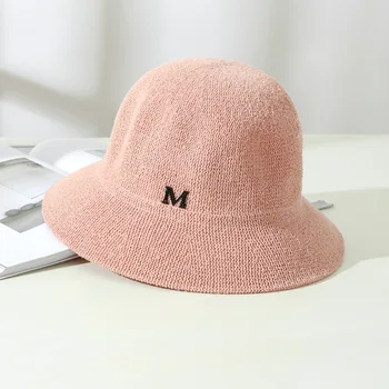 Vasarą, naujas, sulankstomas žiedas siūlai dome M raidė žvejys skrybėlę lauko paplūdimio šiaudų skrybėlę moterų atspalvis