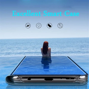 Veidrodis Smart Apversti Telefono dėklas Samsung Galaxy S20 S30 Plus Ultra FE Ventiliatorius Edition 5G Lite Mados Lango Stovi apsauginis Dangtis