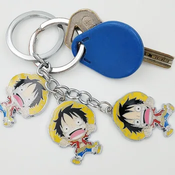 Vienas Gabalas keychain mielas raktų žiedas moterims Monkey D. Luffy keychain anime key chain raktų pakabukas portachiavi llaveros maišelį, žavesio